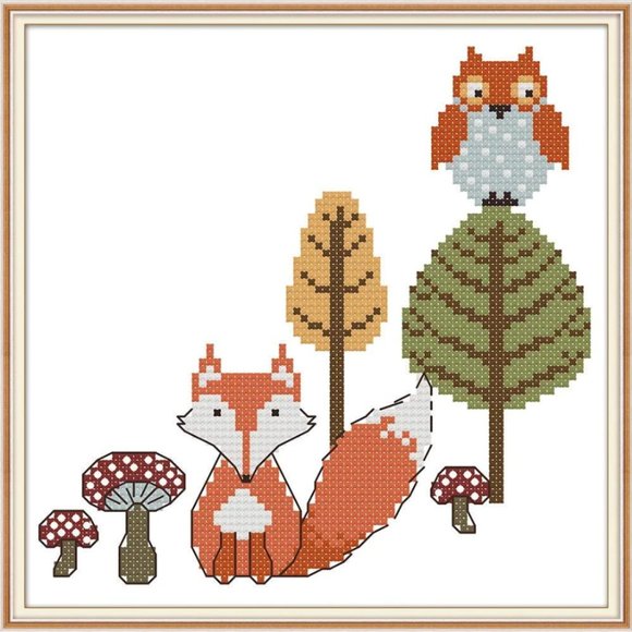 Maydear Other - Fox and Owl Stamped Cross Stitch Kit